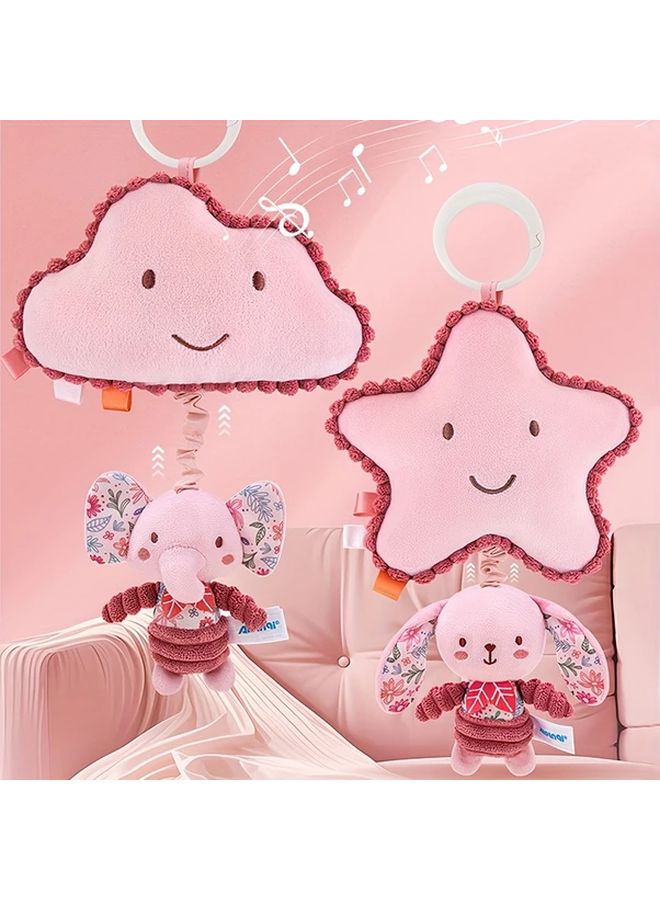 Clouds Musical Stuffed Animal Toy Soft Pink Texture For Babies 0 3 Years Pushchair Stroller Car Seat Gift - Image 2